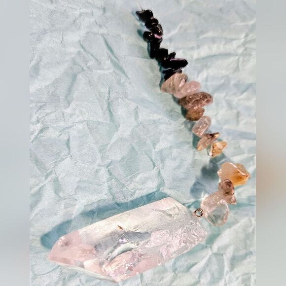 Rutilated Quartz & Obsidian Lumurian Quartz Hand Made Window Water Crystal L8 - Picture 3 of 6